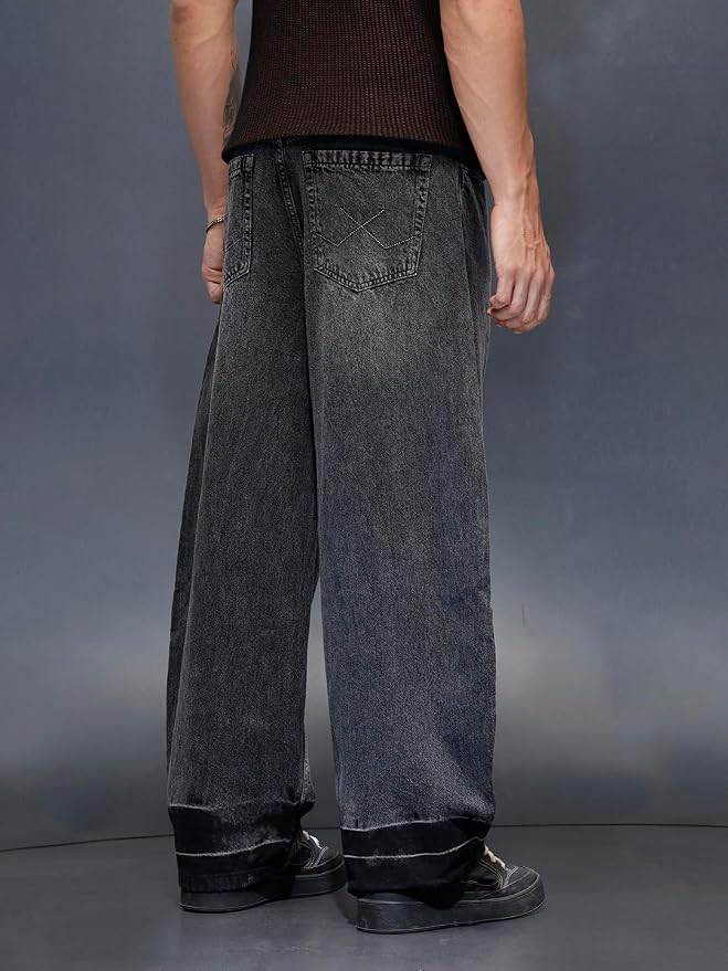 WROGN Men's Baggy Fit Jeans | Mid Rise | Jeans for Man