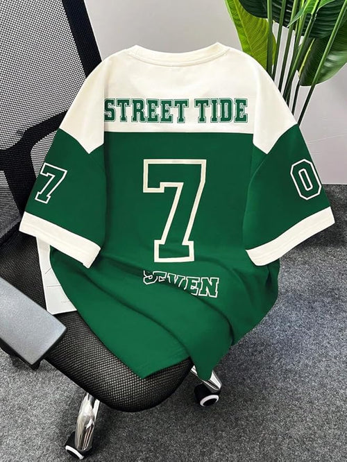 THALASI Men Cotton Jersey Aesthetic Oversized T shirts for Men | Sports Jerseys T-shirts &amp; Half Sleeve Round Neck Printed Tshirt for Mens - Down Shoulder Loose &amp; Baggy Fit Korean T shirt for Man &amp; Boy