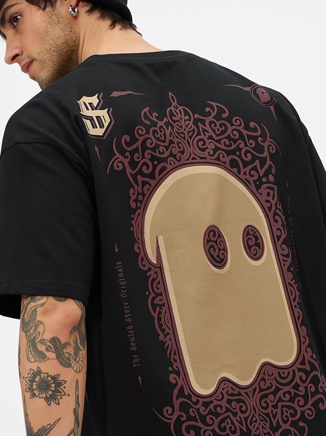 The Souled Store Mr. Soul Men and Boys Short Sleeve Round Neck Purple Graphic Printed Cotton Oversized T-Shirts
