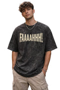 BOFFI ... 100% Cotton Oversized T-Shirt Unisex Drop Shoulder Dye Washed Street Look Black Pack of 1